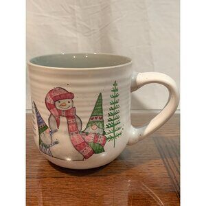 Peppermint Pine Snowman Ceramic Mug Winter Trees Design Microwave Dishwasher Saf